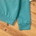 2-piece Kid Boy Letter Print Pullover Sweatshirt and Animal Dinosaur Print Pants Set Turquoise