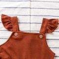 Toddler Girl Ruffled Waffle Solid Color Overalls Brown