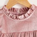Toddler Girl Elegant Ruffle Collar Long-sleeve Velvet Dress Pink image 4