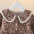 Toddler Girl Sweet Floral Print Lace Statement Collar Long-sleeve Dress Brown image 3