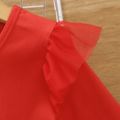 Toddler Girl Christmas Star Glitter Design Mesh Splice Red Dress Red image 3