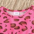 2pcs Baby Girl Leopard Print Long-sleeve Ruffle Trim Top and Heart Graphic Pants Set Hot Pink image 3