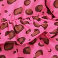 2pcs Baby Girl Leopard Print Long-sleeve Ruffle Trim Top and Heart Graphic Pants Set Hot Pink image 5