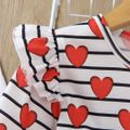 Toddler Girl Sweet Valentine's Day Heart Print Striped Mesh Splice Dress Red image 3