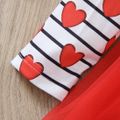 Toddler Girl Sweet Valentine's Day Heart Print Striped Mesh Splice Dress Red image 4