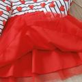 Toddler Girl Sweet Valentine's Day Heart Print Striped Mesh Splice Dress Red image 5
