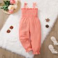 Toddler Girl Sweet 100% Cotton Smocked Crepe Slip Jumpsuits Light Pink image 1