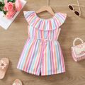 Toddler Girl Classic Stripe Flounce Sleeveless Rompers Multi-color image 1