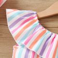 Toddler Girl Classic Stripe Flounce Sleeveless Rompers Multi-color image 4