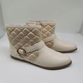 Toddler / Kid Lozenge Quilted Buckle Side Zipper Boots Apricot