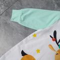 2pcs Baby Cartoon Elephant Print Long-sleeve Cotton Jumpsuit Set Mint Green