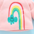 Cartoon Print Long-sleeve Baby Hooded Sweatshirt Hoodie Pink