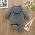 Baby Solid Button Down Long-sleeve Hooded Jumpsuit with Pockets Grey image 3
