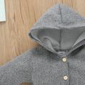 Baby Solid Button Down Long-sleeve Hooded Jumpsuit with Pockets Grey image 5