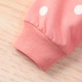 2pcs Baby All Over Polka Dots Long-sleeve Pullover and Trousers Set Pink image 5