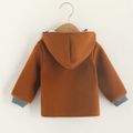 100% Cotton Baby Boy/Girl Brown Button Down Long-sleeve Hooded Coat Brown
