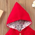 100% Cotton Baby Girl Red Single Breasted Long-sleeve Hooded Coat Red
