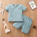 2pcs Baby Boy/Girl Stars/Dots Print Short-sleeve Tee and Shorts Set Bluish Grey image 1