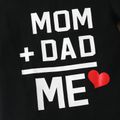 2pcs Baby Girl 95% Cotton Short-sleeve Love Heart & Letter Print T-shirt and Button Front Shorts Set Black image 5