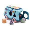 Multifunctional Pat Drum Piano Knocking Music Bus Toy Kids Early Educational Toy with Letters Numbers Music Gift for Boys Girls Pink