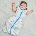 100% Cotton Cartoon Animal Pattern Baby Wearable Sleeveless Sleeping Bag with Zipper Anti-fright and Anti-kick Green