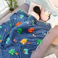 Cartoon Dinosaur Print Fleece Blankets Home Kids Soft Coral Fleece Air Conditioning Blanket Office Nap Blanket Green