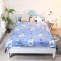 Cartoon Deer Print Fleece Blankets Home Kids Soft Coral Fleece Air Conditioning Blanket Office Nap Blanket Dark Blue