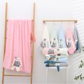 27.56*55.12inch Baby Plush Doll Bath Towel Soft Absorbent Coral Fleece Bath Blankets Kids Towel Bathrobe (The color of the doll's ears and flowers is random) Pink