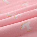Baby Blanket Quilt Cartoon Unicorn Pattern Baby Breathable Quick-drying Bamboo Cotton Swaddle Receiving Blanket Dark Pink
