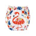 Baby Snap Cloth Diapers Flamingo Squirrel Pattern One Size Adjustable Reusable Waterproof Diaper White