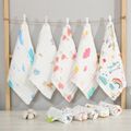 5-pack 100% Cotton Muslin Baby Washcloths Set Cartoon Animal Pattern 6 Layer Gauze Face Towels Saliva Towel Multi-color image 4