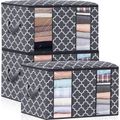 Foldable Organizer Storage Bags with Double Clear Window Carry Handles for Blanket Comforter Bedding Grey image 2