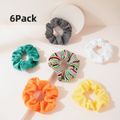 6-pack Women Solid Pleated Big Scrunchie Set Multi-color