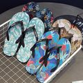 Men's Flip Flop Sandal Floral Plant Pattern Casual Non-slip Fashion Flat Slides Turquoise image 2