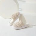 Minimalist Solid Ruched Thermal Lined Bedroom Slippers White image 5
