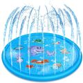 Almofada de respingo para crianças golfinho animais oceânicos padrão spray de água tapete de jogo aspersor piscina rasa água ao ar livre brinquedos de verão Azul image 1