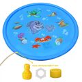Almofada de respingo para crianças golfinho animais oceânicos padrão spray de água tapete de jogo aspersor piscina rasa água ao ar livre brinquedos de verão Azul image 4