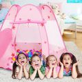 Toddlers Pop Up Tent Stars Pattern Foldable Kids Playhouse Tent Ball Pit with Sheer Mesh Windows for Girls and Boys (Balls Not Included) Pink