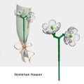 Flower Bouquet Building Block Kit DIY Artificial Flowers Building Toys Creative Project Toys Gift for Adults Kids White