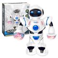 robô dançando brinquedos de robô andando no espaço com luzes led piscando e música Branco image 1