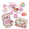 26Pcs Pink Tea Party Set for Little Girls Afternoon Tea Time Playset with Carrying Case Pink image 1