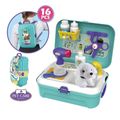 16Pcs Pet Care Play Set Kids Vet Backpack Play Set Vet Puppy Dog Grooming Toys Role Play Set Blue image 1