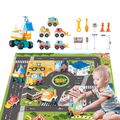 Kids Play Mat City Engineering Rug Carpet with DIY Disassembly Assembly Engineering Vehicle Toys Set Multi-color image 3