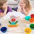 Wooden Peg Board Beads Game Rainbow Clip Bead Puzzle Color Sorting Counting Matching Game Beads Fine Motor Skill Montessori Toys Multi-color image 2