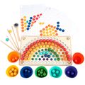 Wooden Peg Board Beads Game Rainbow Clip Bead Puzzle Color Sorting Counting Matching Game Beads Fine Motor Skill Montessori Toys Multi-color image 1