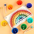 Wooden Peg Board Beads Game Rainbow Clip Bead Puzzle Color Sorting Counting Matching Game Beads Fine Motor Skill Montessori Toys Multi-color image 3