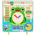 Montessori Wooden Toys Kids Clock Creative Unique Learning Toy About Seasons & Weather & Time & Months & Days of Week Green image 2