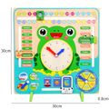 Montessori Wooden Toys Kids Clock Creative Unique Learning Toy About Seasons & Weather & Time & Months & Days of Week Green image 5