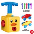 Balloon Launcher and Powered Car Toy Set Kids Aerodynamic Cars Racers Toys Preschool Science Intelligence Educational Toys Pale Yellow