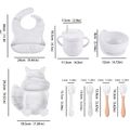 8Pcs Silicone Baby Feeding Tableware Set Includes Suction Bowl & Divided Plates & Adjustable Bib & Straw Sippy Cup with Lid & Forks & Spoons White image 5